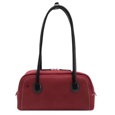 Harujio Suede-Look Mini Boston Bag, AutumnWinter Bag, Women's Tote Bag, Handbag, Shoulder Bag, Small, Black, Red, Brown, Mini Boston Bag, Wide,