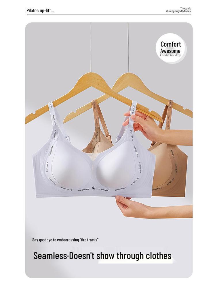 Women's Seamless Push-Up Bra: Letter Straps, Sexy Lift, Non-Run Cup, Plus Size Available