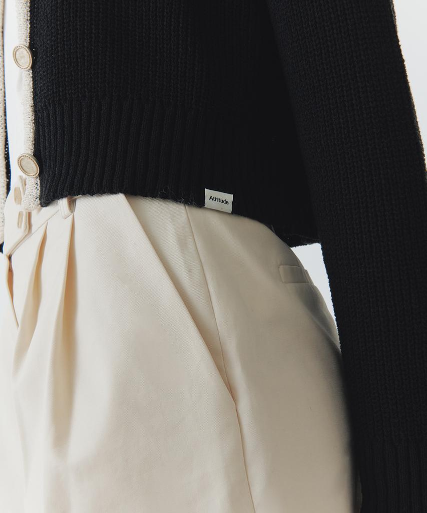 Artid Color Block Collar Cardigan_Black