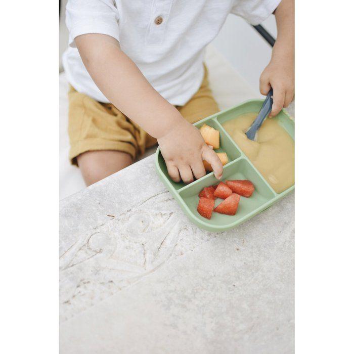 Assiette compartimentée silicone Vert sauge
