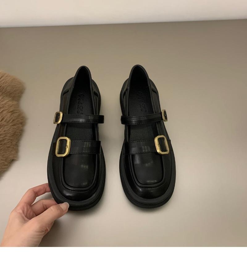 

Fashion Thick Sole British Style Mary Jane Loafers Women Shoes 2026 Spring Retro Black 35