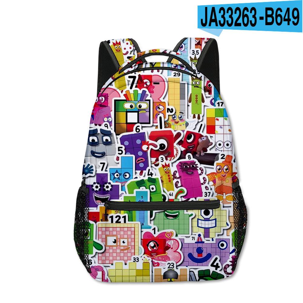 Bloques de Construcción Digitales Numberblocks Escuela Primaria y Secundaria Mochilas Escolares Mochilas Infantiles Mochilas con Estampado Digital Completo