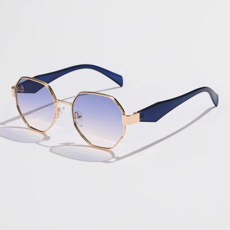 Polygon Metal Sunglasses Women Vintage Frames For Female Sun Glasses Luxury Brand Design Punk Eyeglasses Driving Shades UV400