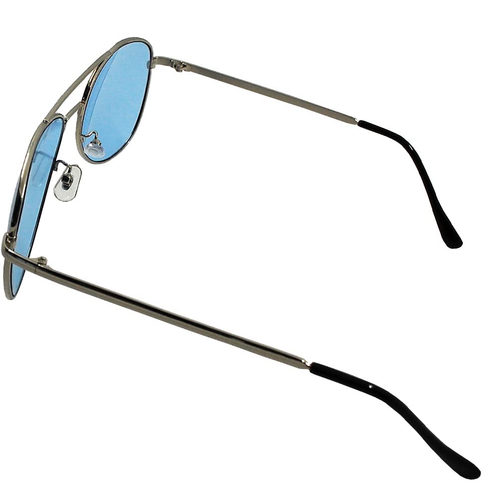 Teardrop Pilot Sunglasses with UV Protection and Light Blue Lenses, Unisex, H-905-14