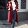 Women's Casual Long-Sleeved V-Neck Single-Button Solid Colour Wool Coat