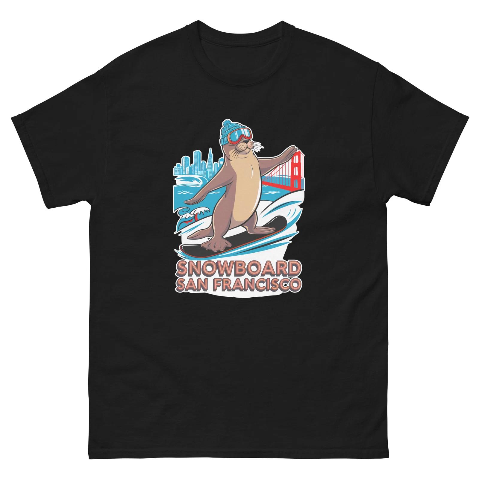 Snowboard San Francisco Seal USA Snowboarding Animal T-Shirt 2XL