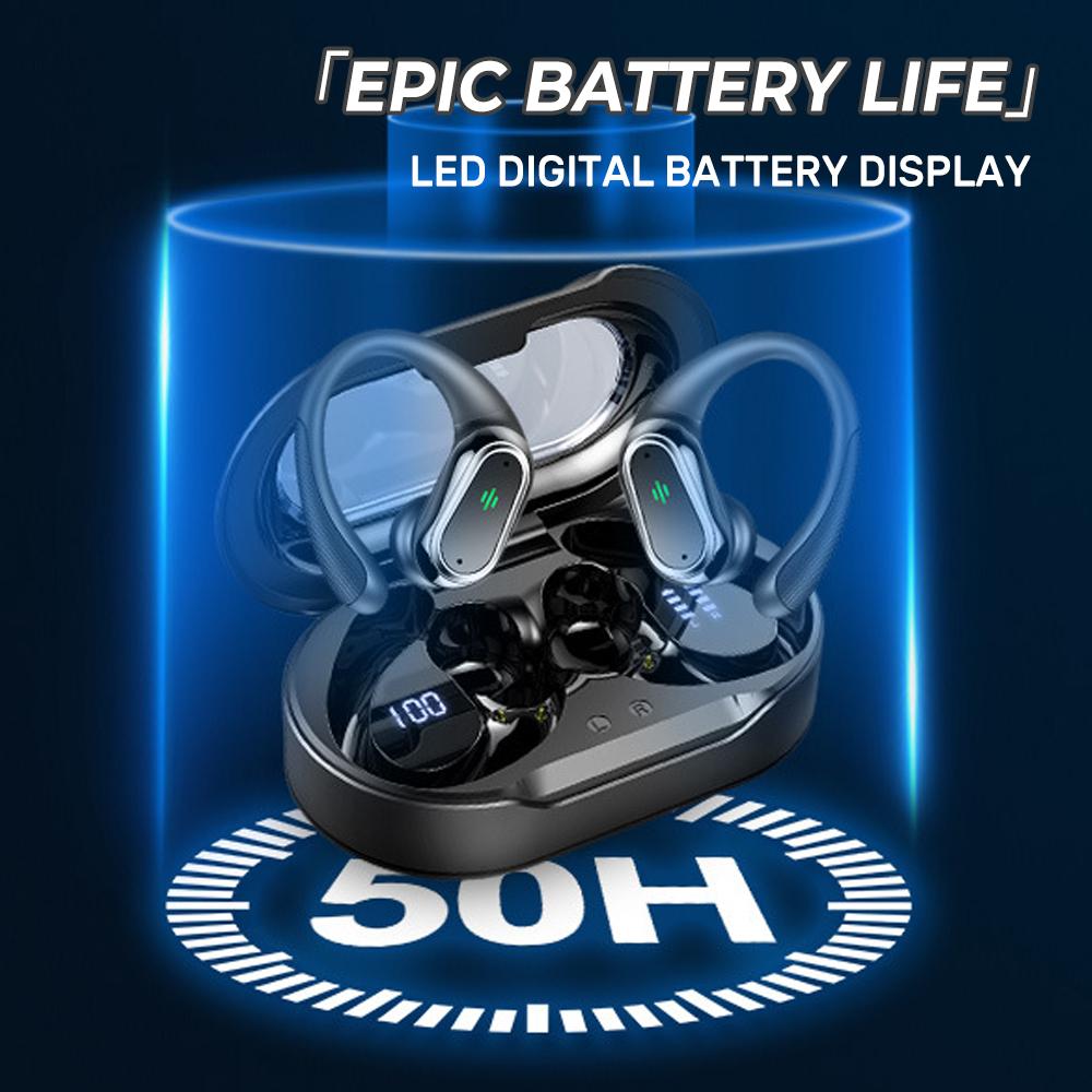 Wireless Earbuds, Bluetooth 5.4 Headphones Sport, 50Hrs HiFi Stereo Deep Bass Over-Ear Buds with ENC Noise Cancelling Mic, IP7 Waterproof