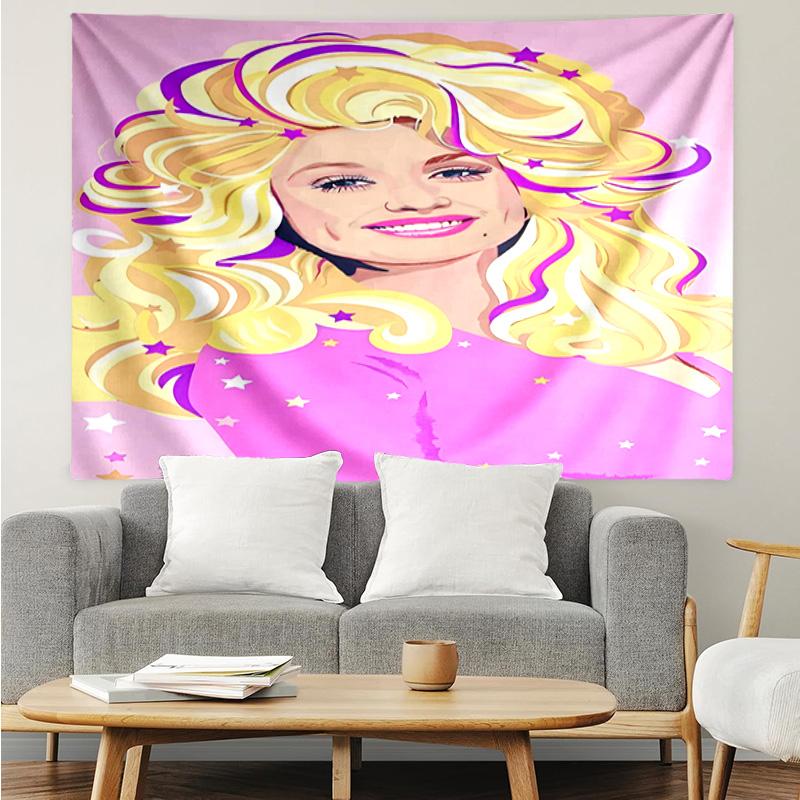 Dolly-Parton Imprimé Léopard Séchage Rapide Tapisserie Murale pour Chambre à Coucher, Salon, Salle de Jeux, Décoration Salle d'Art Tapisserie Murale Cadeaux de Fête et d'Anniversaire