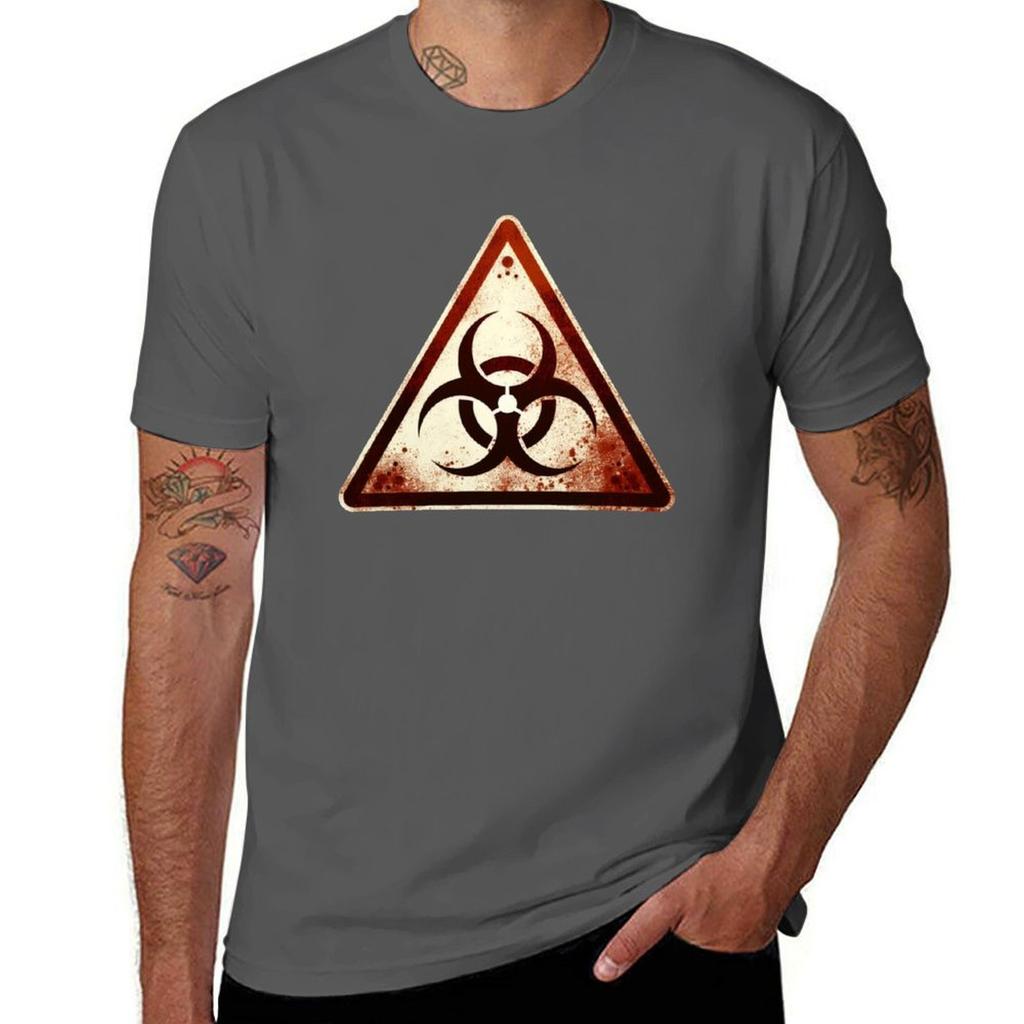 Biohazard Logo Tshirt Basic Solid Color Short Sleeve Cotton Top Tshirt