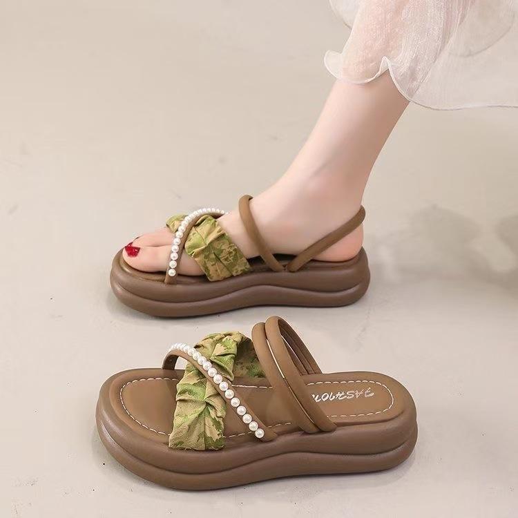 Guofeng Hausschuhe Damen 2025 neu Sommer dicksohlige rutschfeste Sandalen für draußen weichsohlige mit Röcken zwei Tragevarianten Römersandalen