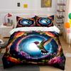 Dreamy Floral Ring and Dancing Hummingbird Print Soft Comfortable Duvet Cover Bedding Set Included 1*Duvet Cover 2*Pillowcases