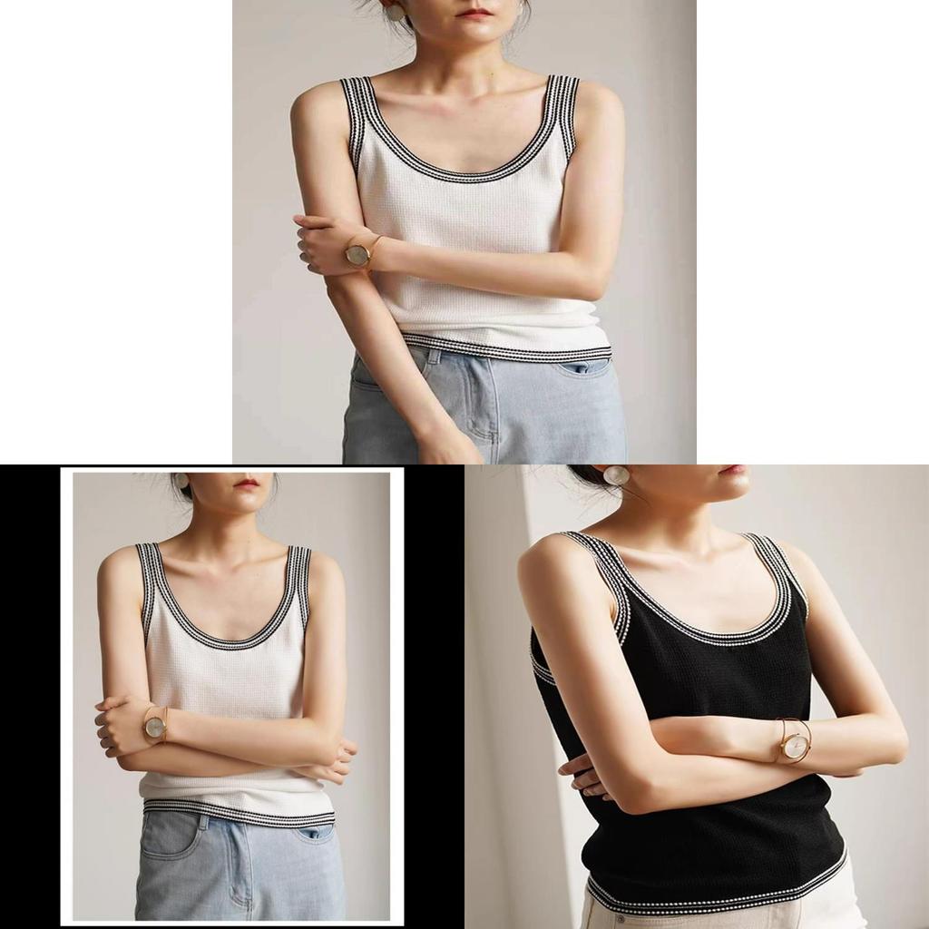 Zomer mouwloos T-shirt voor dames met kleurblokontwerp en polyester stof voor casual gebruik