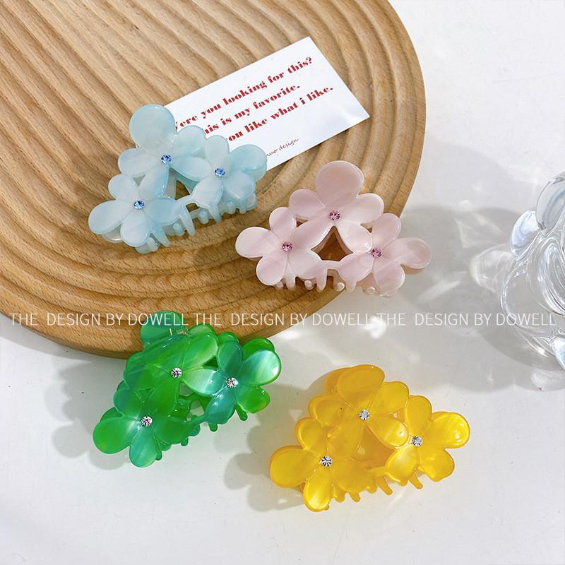 Elegante florales Design Acetat Haarspange Luxus Strass Haarklammer für Frauen