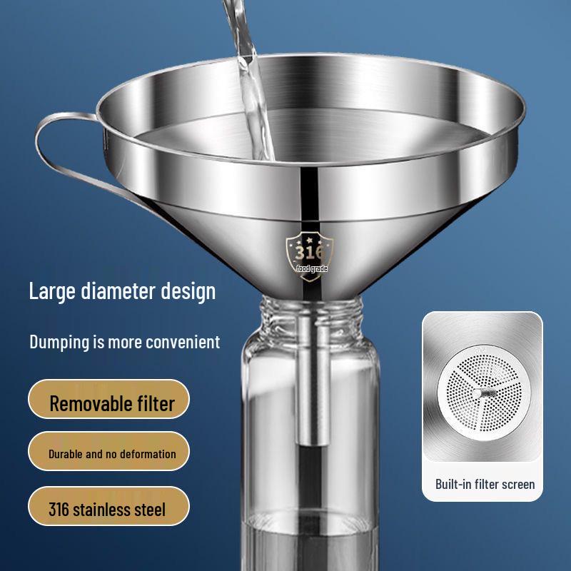 Edelstahltrichter mit Filter, kleine und große Durchmesser zum Ausgießen von Küchenöl.