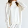 Womens Solid Color High Neck Knit Sweater Loose Fit Winter 2026 Casual Streetwear Long Sleeve Pullover