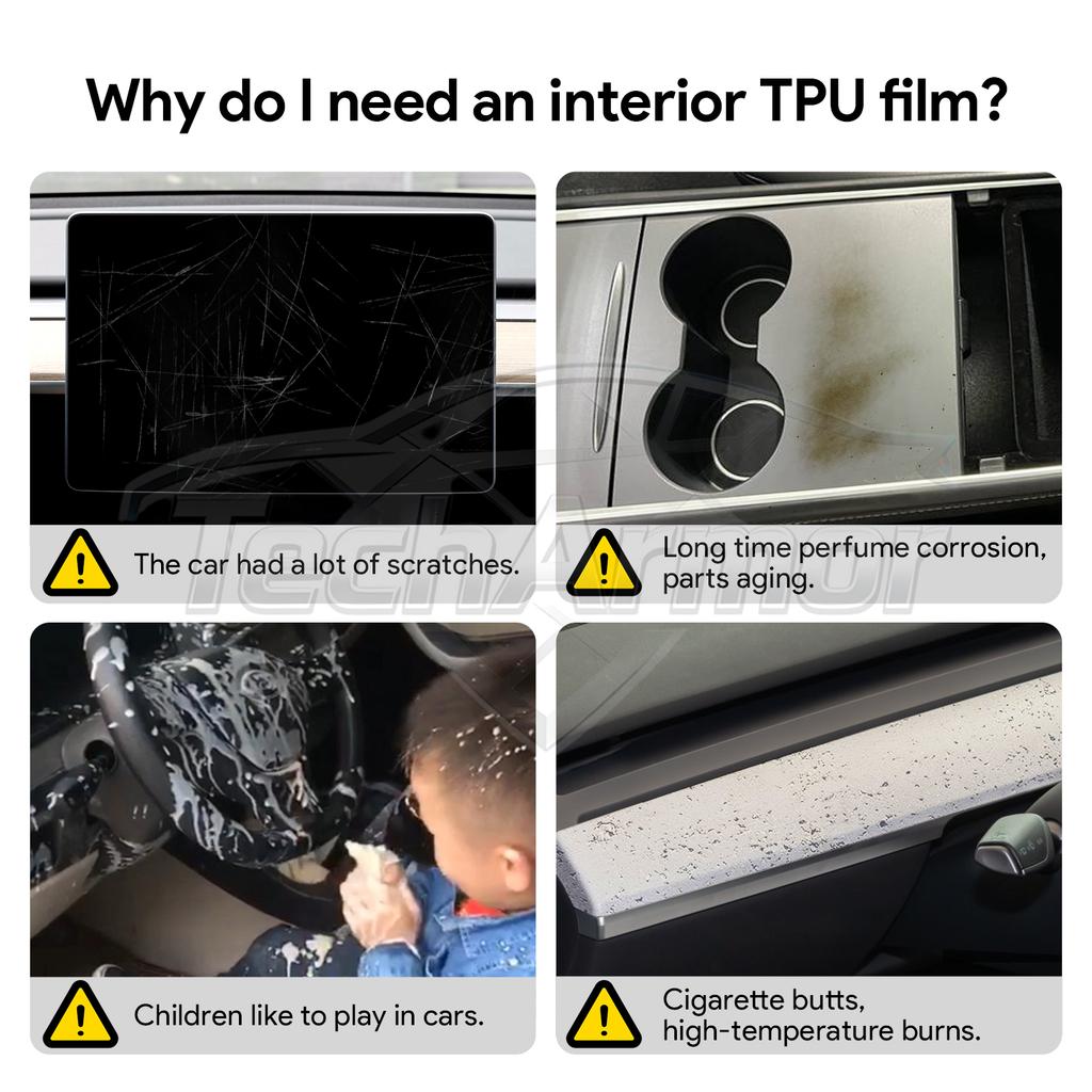 TPU Protective Film for Tesla Model 3/Y 2021-2023 Interior Anti-Scratch Transparent Sticker