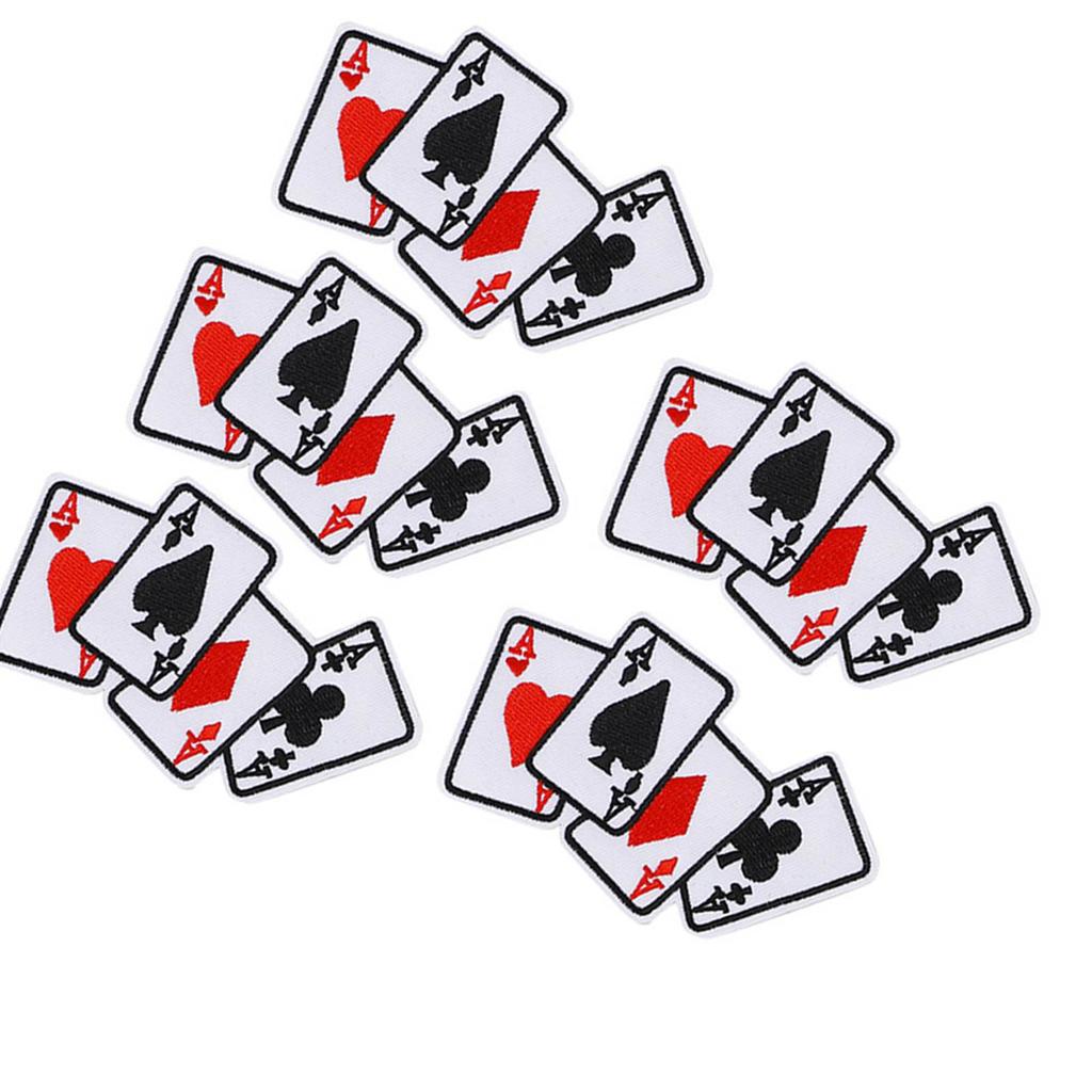 5pcs Poker Ace Clothes Patch Iron On Playing Card Applique DIY T Shirt Fabric Sticker