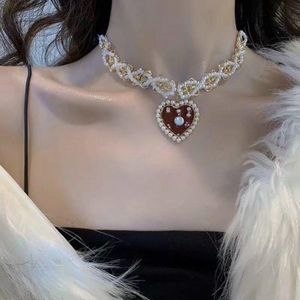 Zc264 Sharala Princess Big Heart Choker Point Necklace
