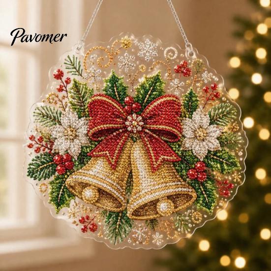 Living Room Holiday Decor Christmas Faux Pearl Art Hanging Ornament Kit, Acrylic Glowing Gift Ideas for Tree Window, DIY Festive Pendant Home Party