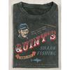 Vintage Quint's Shark Fishing Graphic T-Shirt, Unisex Relaxed Fit Short Sleeve Round Neck Tee, 230g Washed 220gsm Heavyweight, Black Retro Shark Week