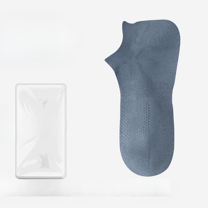 Men's Summer Thin Cotton Mesh Breathable Sweat Absorption Deodorant Shallow Mouth Invisible Socks