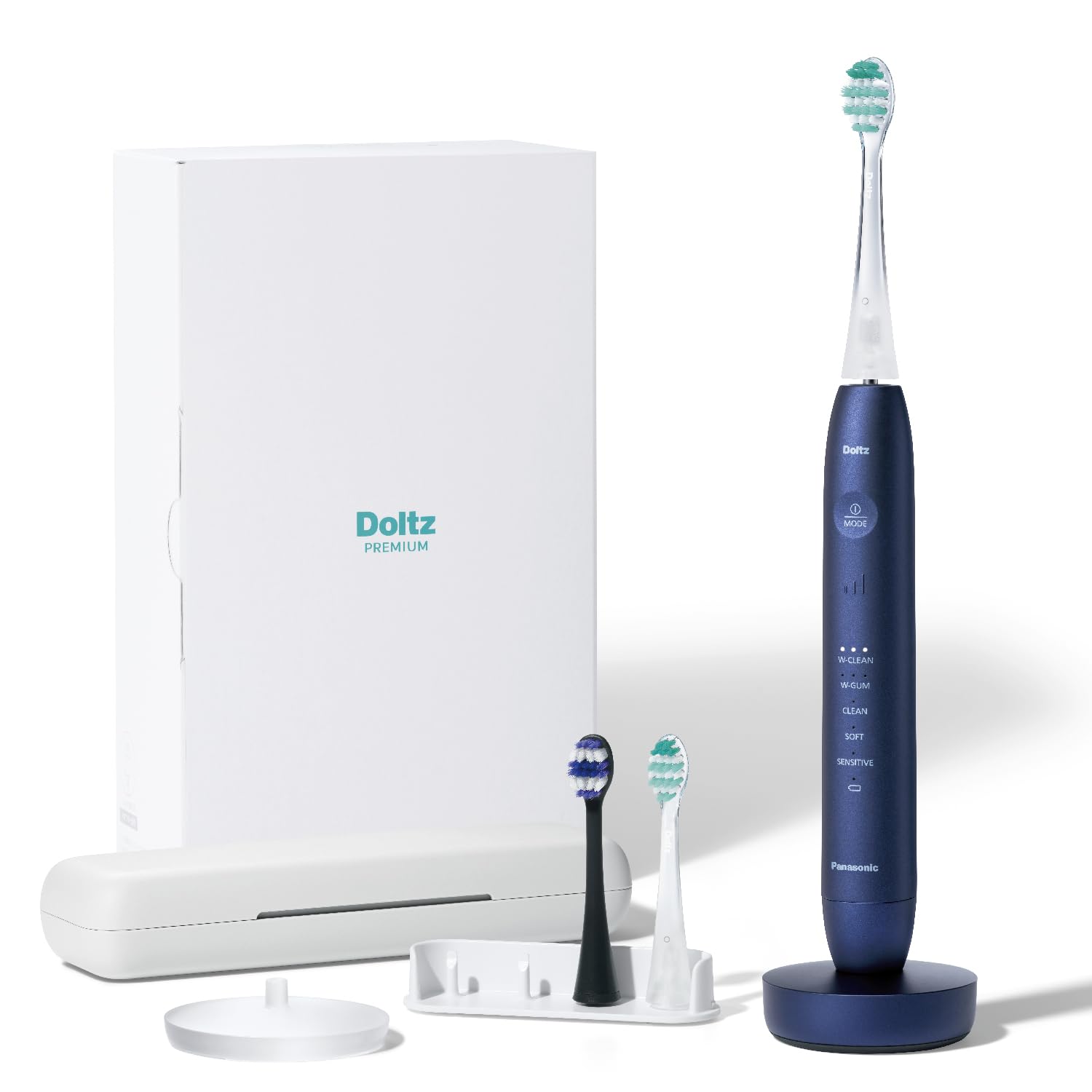 

Panasonic Doltz W Sonic Vibration Toothbrush with Interdental Fit Charging and Carrying Deep Blue Brush, Stand, Case, (EW-DP58-A)