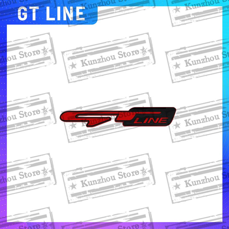 1x For GT Line Kia Sorento Ceed Picanto Sportage Stinger Niro Rio Car Steering Wheel Badge Zinc Alloy Car Interior Emblem Decal