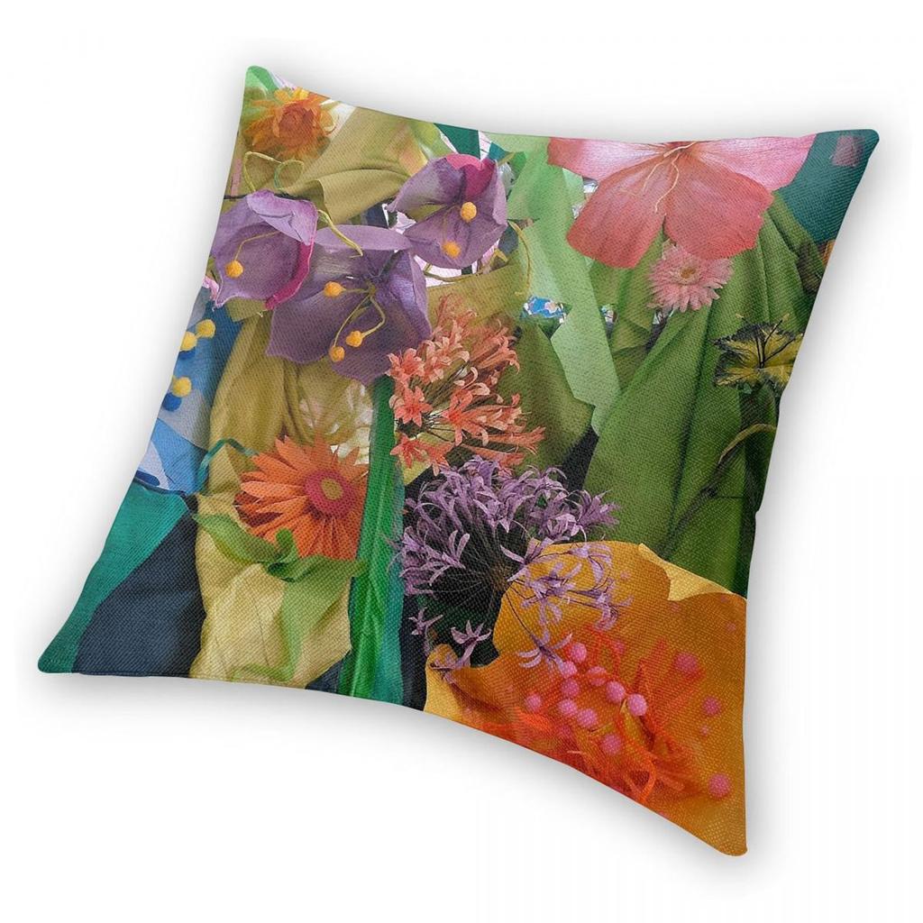 Exotic Paper Flowers Square Pillowcase Polyester Linen Velvet Creative Decorative Throw Pillow Case Sofa Cushion Cover