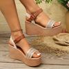 Elastic thick-soled wedge heel sandals style high heels new woven bohemian women 2025 hemp rope