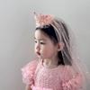 Sparkly Princess Crown Veil Headband Tulle Pink White Sequin Birthday Party Headwear Hair Accessories Glitter Dress Up Headbands