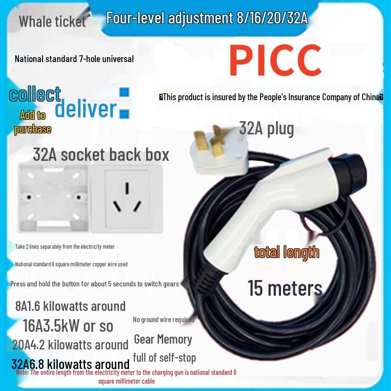 7kW Portable Car Charger: No Plug Needed, Ideal for Home or Vehicle Use.