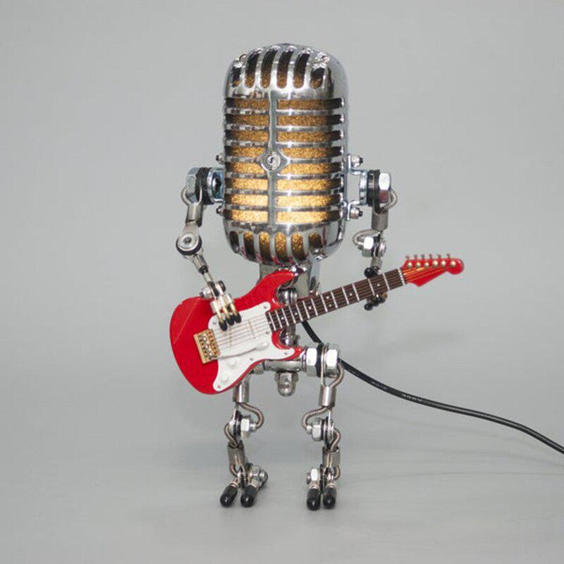 Retro Metal Microphone Robot Lamp