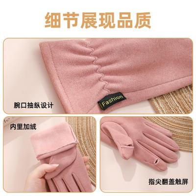 Warm Gloves Women's Winter Thickened Fabric Heat Storage Cold Cycling Outdoor Windproof Warm Gloves