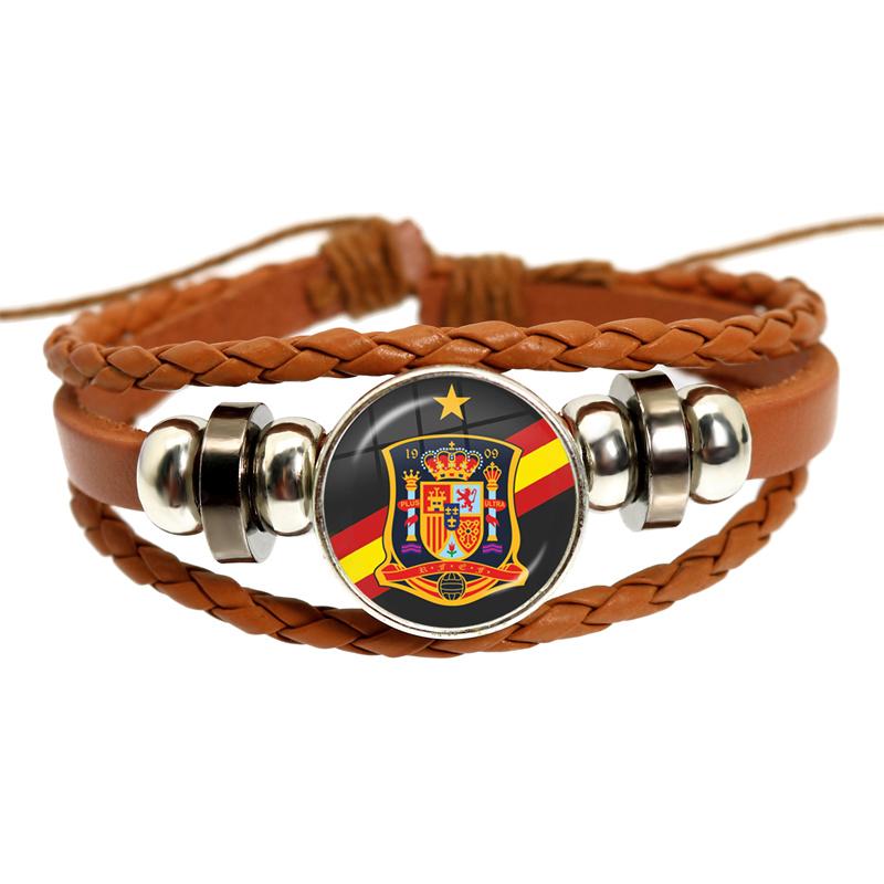 España Guardia Civil El Honor Es Mi Divisa Glass Leather Bracelets Multilayer Spanish Police Braided Bracelets Bangles Jewelry