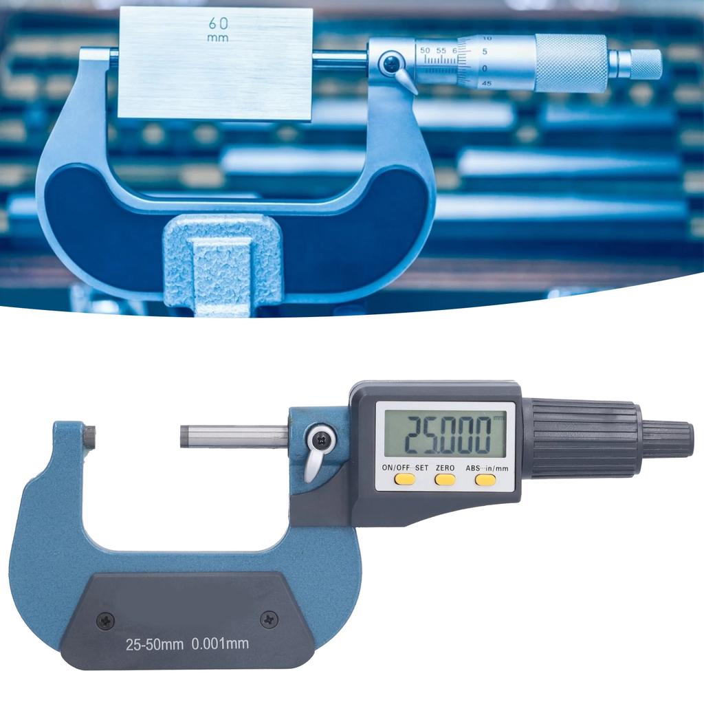25‑50mm Micrometer Digital Micrometer 0.00005in/0.001mm Resolution Professional Thickness Measuring Tools 25‑50mm