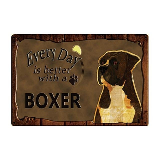 Dog Rules Bulldog Boxer Beagle Great Dane Metal Signs Lovely Tin Poster Home Decor Pub Bar Garden Wall Art Iron Tin Painting