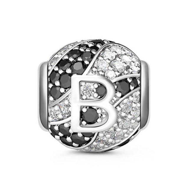 Kulaté Pave Abc Písmeno abecedy 925 Sterling Silver korálky Charm Fit Originální módní náramky pro kutily pro ženy Dárkové šperky