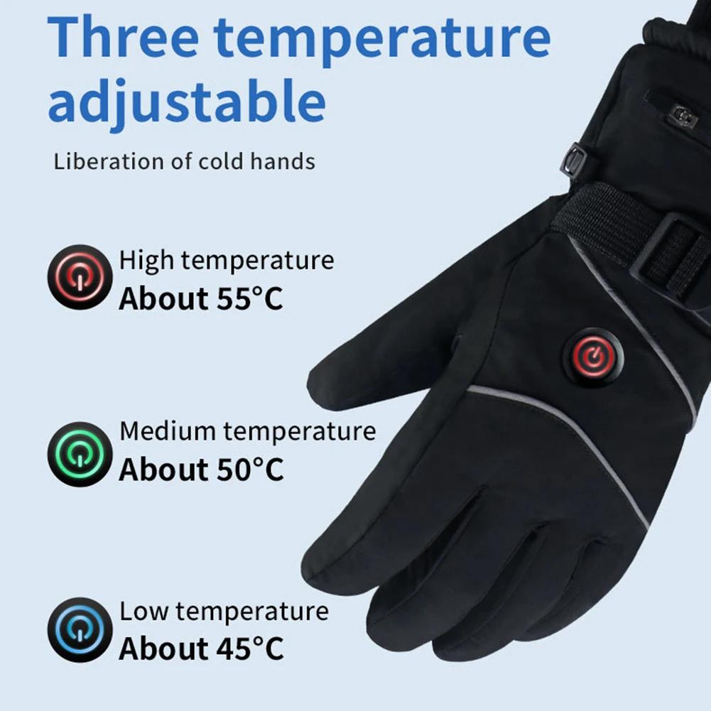DC Rechargeable Winter Warm Electric Heated Gloves 3 Heat Levels Heated Gloves Heating Thermal Gloves Touch Screen for Women Men