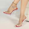 CRYSTAL PVC Transparent High Heels Women Sandals Fashion Chunky Platform Buckle Strap Shoes Large Size 43