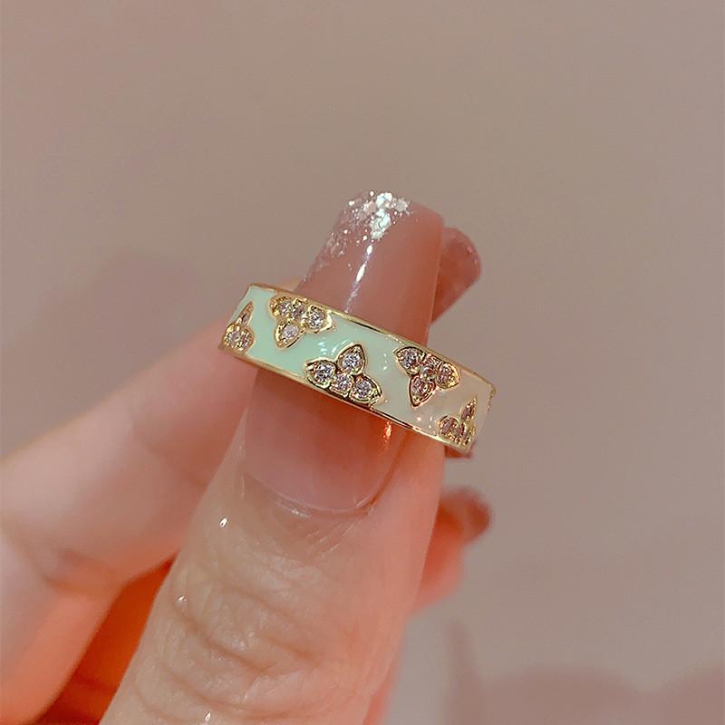 Elegant Adjustable Enamel Butterfly Ring For Women In Contemporary Design With Unique Style