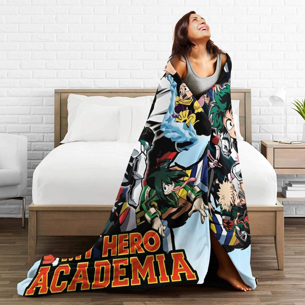 My Hero Academia Knitted Blankets Fleece Anime Soft Throw Blankets for Bed Bedspread