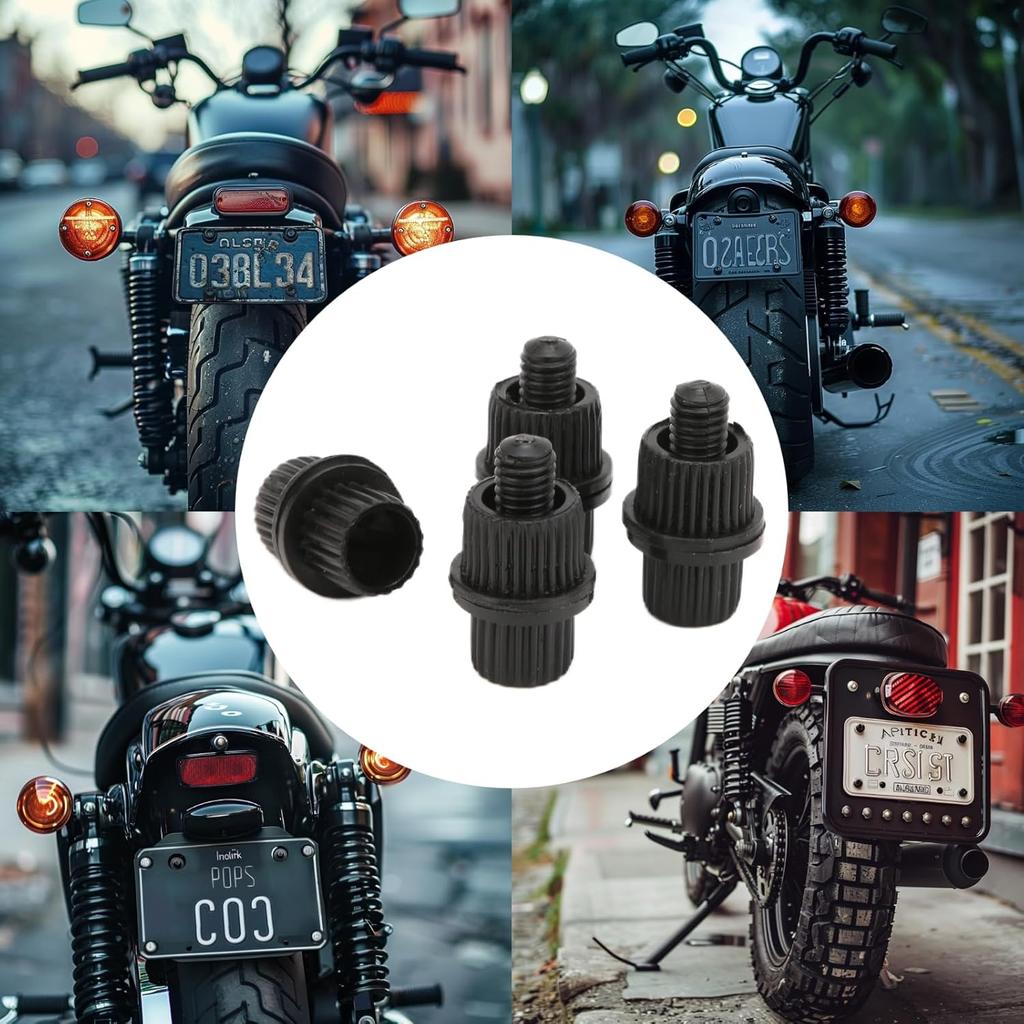 Acouto 4pcs Black Nylon Motorcycle Yacht License Plate Screws 6mm x 25mm