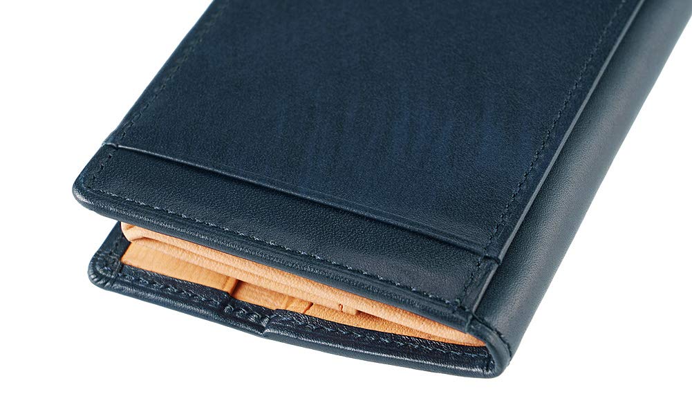 CYPRIS Shirasagi Leather Coin 8239 Purse, Box-shaped Leather, Father's Day, Men's Gift, Present, Birthday, Boyfriend, Navy,
