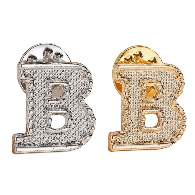 2Pcs New Metal Initial A To Z Pin 26 English Letter Pins Brooches Suit Shirt Badge Lapel Pin Fashion Jewelry For Men Women