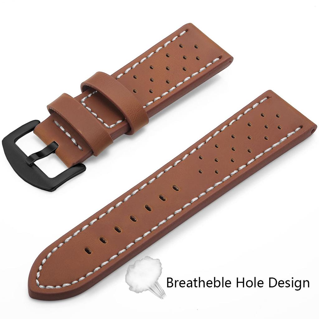 SAMCO Bracelet de Montre Sport Cuir Vintage Boucle Acier Inoxydable Accessoires de Montre 18mm 20mm 22mm 24mm