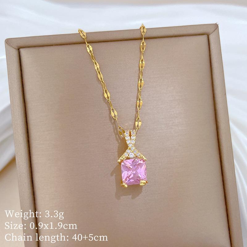 Titanium Steel Cross Full Diamond Light Luxury Banquet Wedding Necklace Women S Versatile Collarbone Chain Titanium Steel Chain