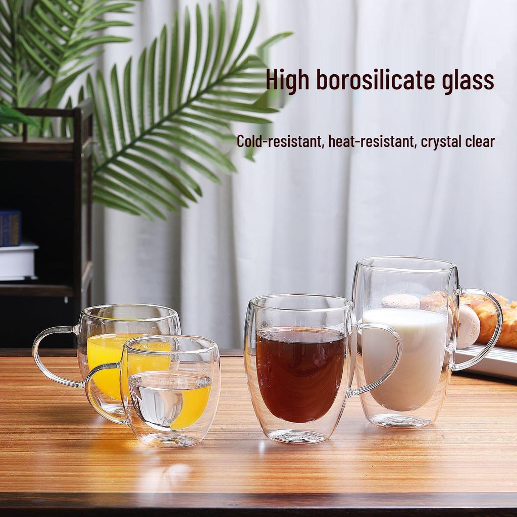 Transparent Double-Layer Insulated Glass Cup - Creative Large Capacity for Coffee, Tea & Wine