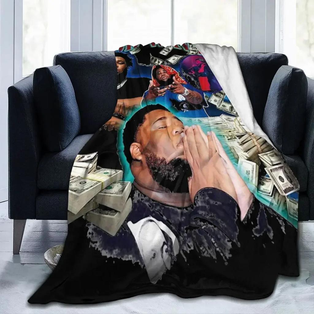 Rod Wave Good Money Cool Rapper Blanket Flannel Bedding Bootleg Throw Blankets Cozy Lightweight for Travel Bedspread
