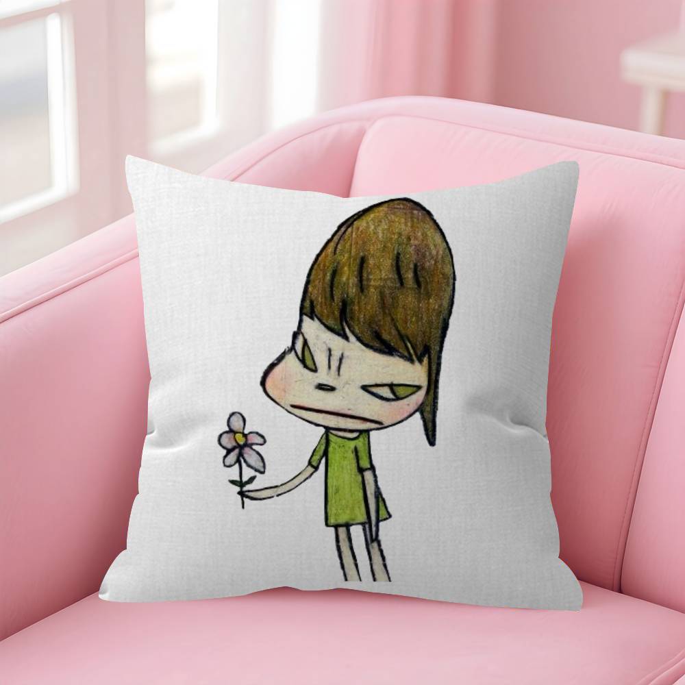 Art YYoshitomo NNaras Pillow Gift Home Office Decoration Bedroom Sofa Car Cushion Cover Case 45x45