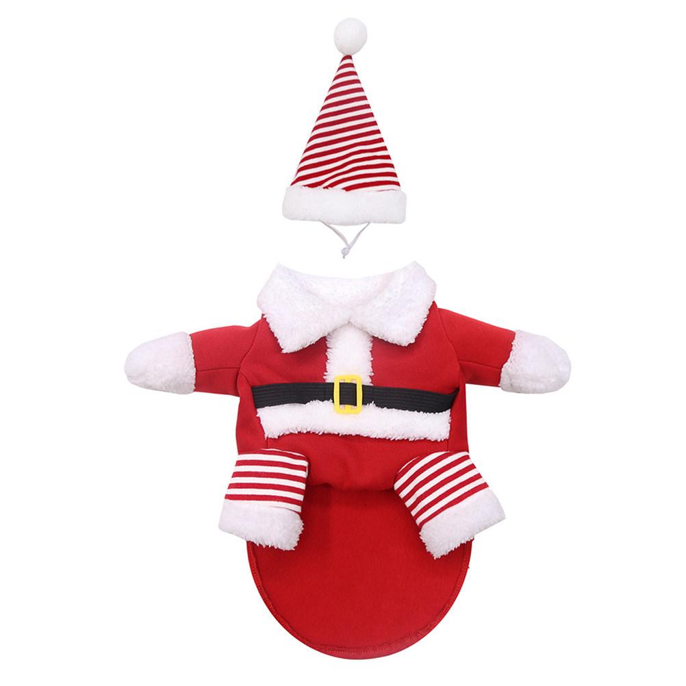 1Set Xmas Pet Clothes Polyester Santa Dog Costume Hat Christmas Party Winter Cozy Outfit Xmas Party Pet Clothing
